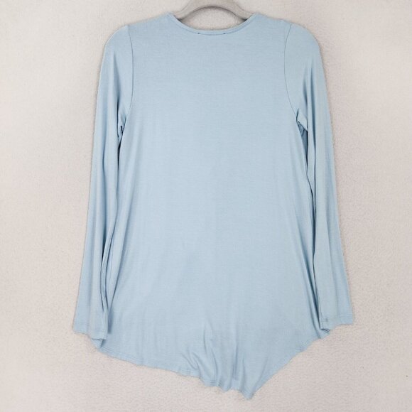 Karen Kane Shirt Womens Blue Extra Small Draped Ruffle Long Sleeve Tunic NEW - Picture 10 of 11